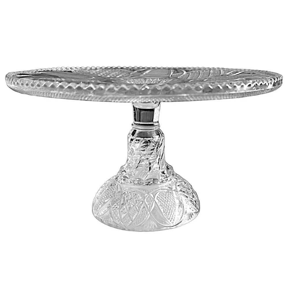 EAPG Vintage Clear Pressed Glass Cake Plate Stand Pedestal 9” Rare Collectible